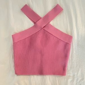 Pink Glassons Crossover Halter Top Size Small